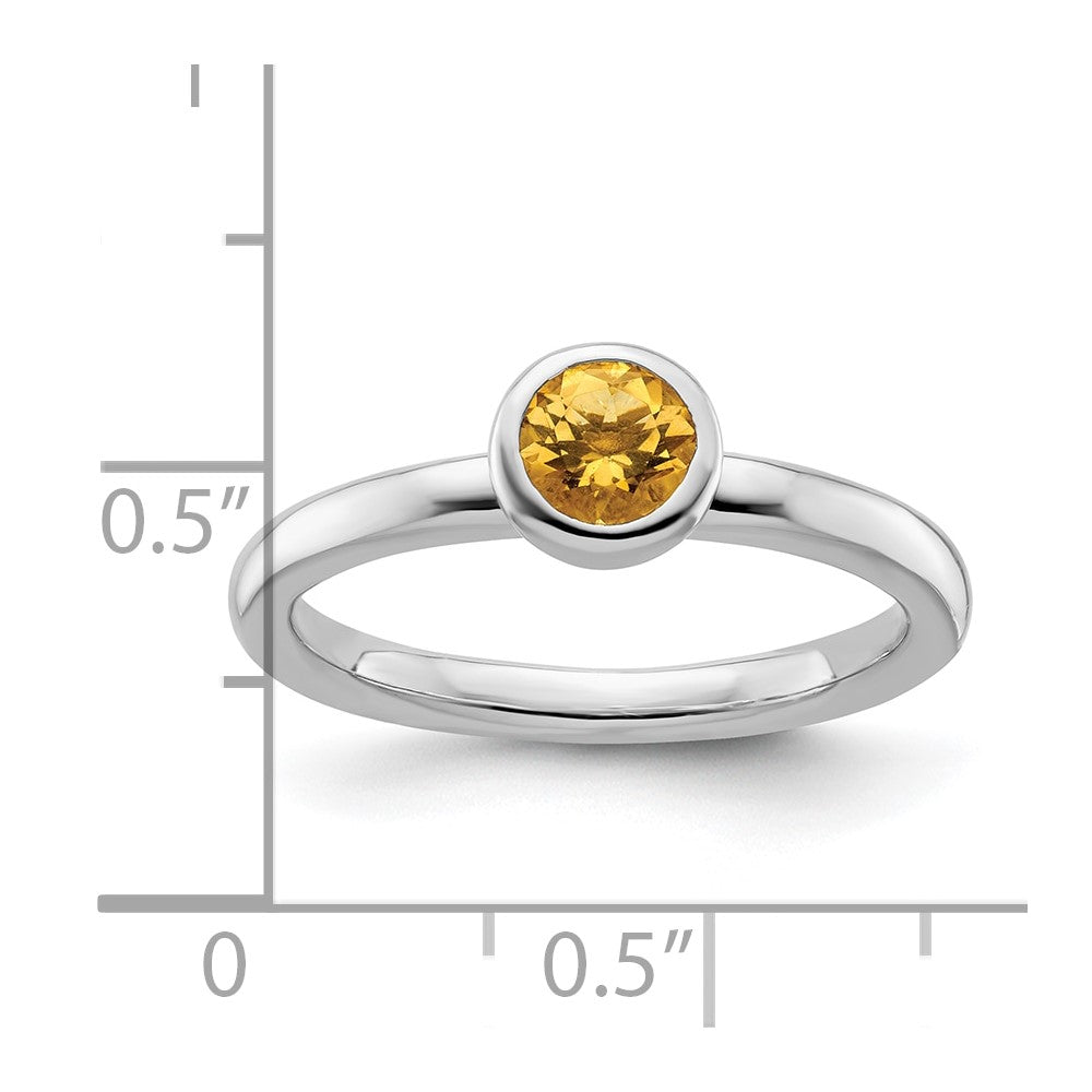 Sterling Silver Stackable Expressions Low 5mm Round Citrine Ring