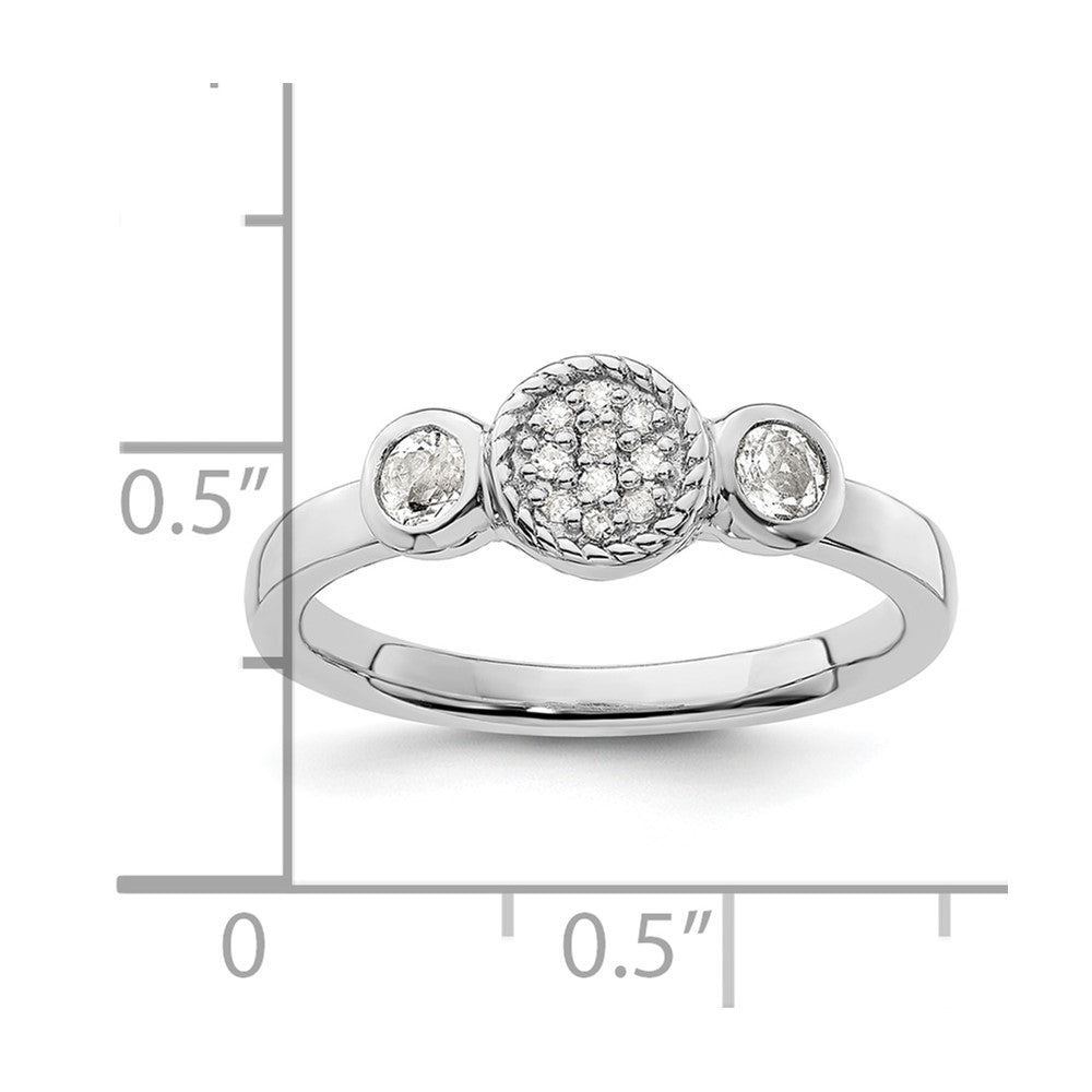 Sterling Silver Stackable Expressions Dbl Round White Topaz & Dia. Ring