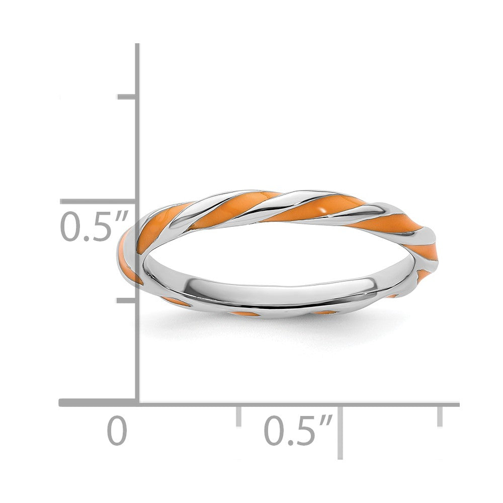 Sterling Silver Stackable Expressions Twisted Orange Enameled Ring