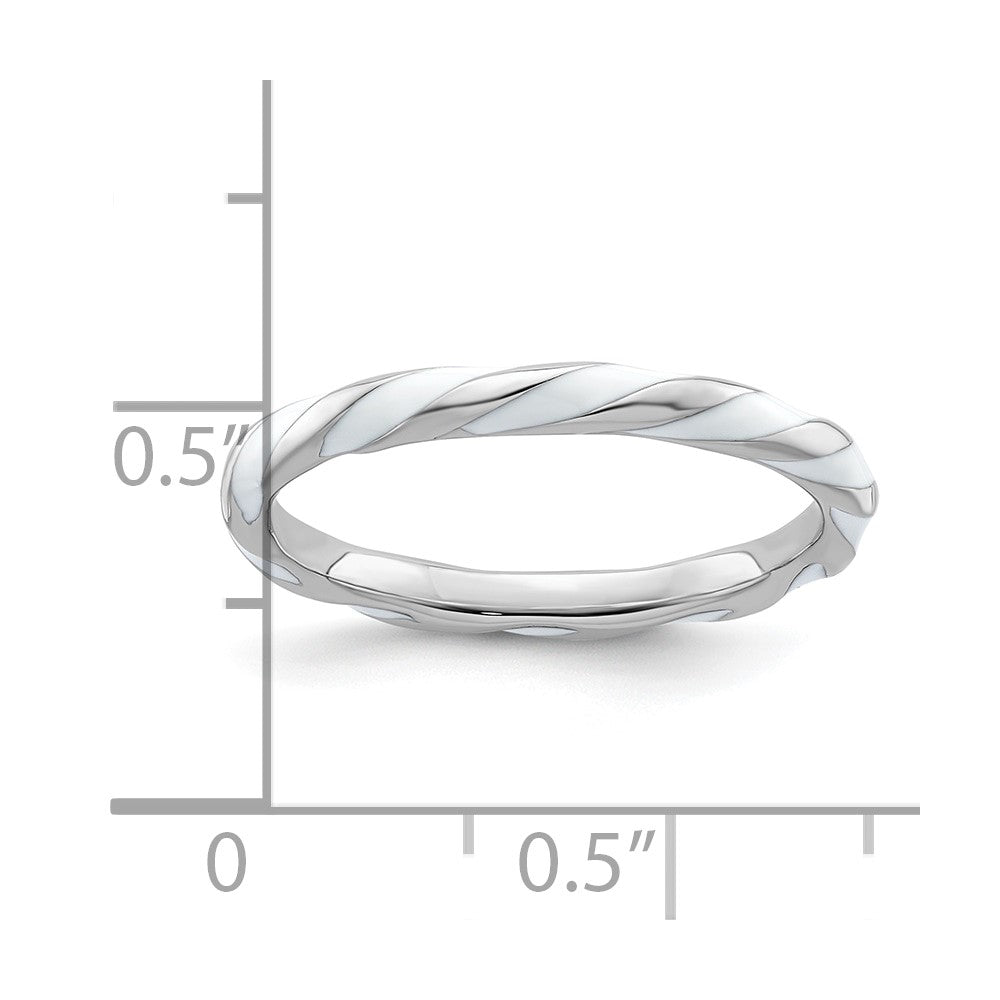 Sterling Silver Stackable Expressions Twisted White Enameled Ring
