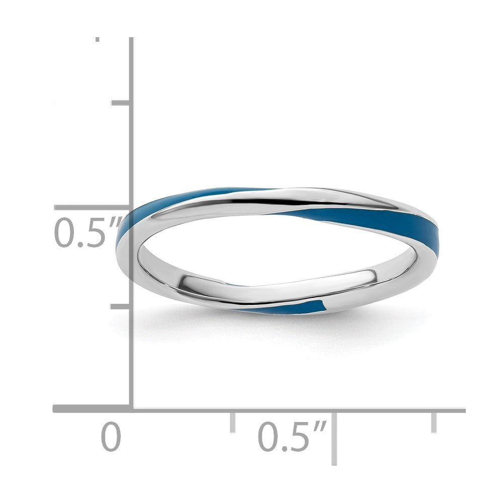 Sterling Silver Stackable Expressions Twisted Blue Enameled Ring
