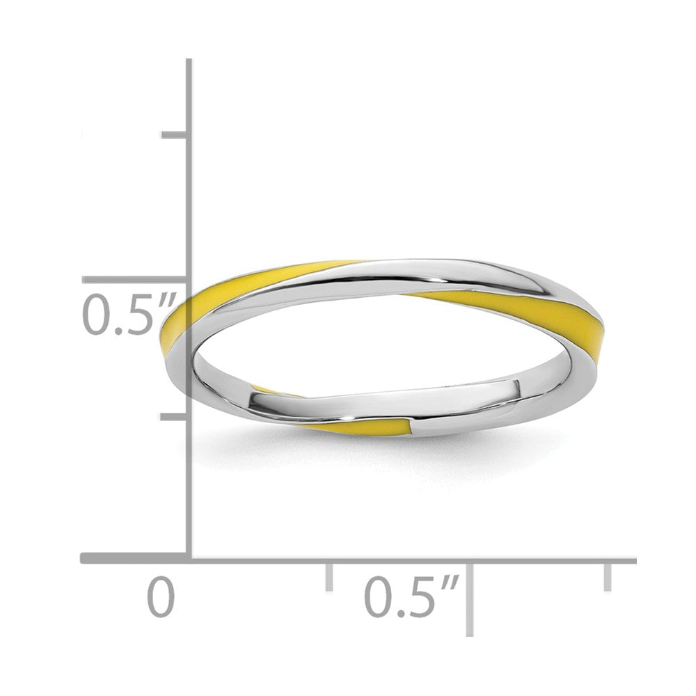 Sterling Silver Stackable Expressions Twisted Yellow Enameled Ring