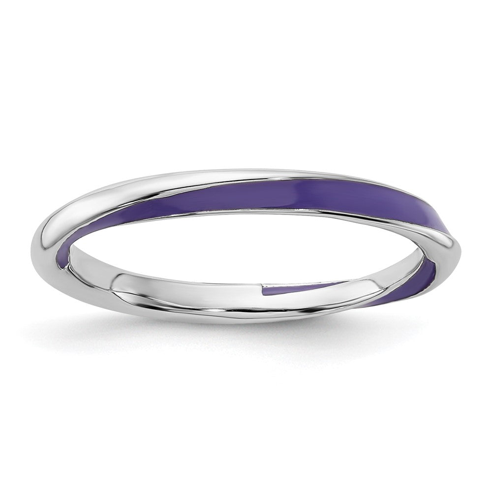 Sterling Silver Stackable Expressions Twisted Purple Enameled Ring