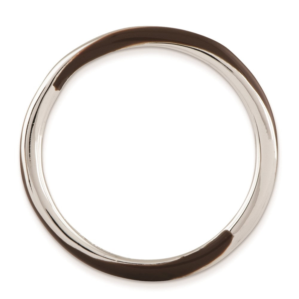 Sterling Silver Stackable Expressions Twisted Brown Enameled Ring