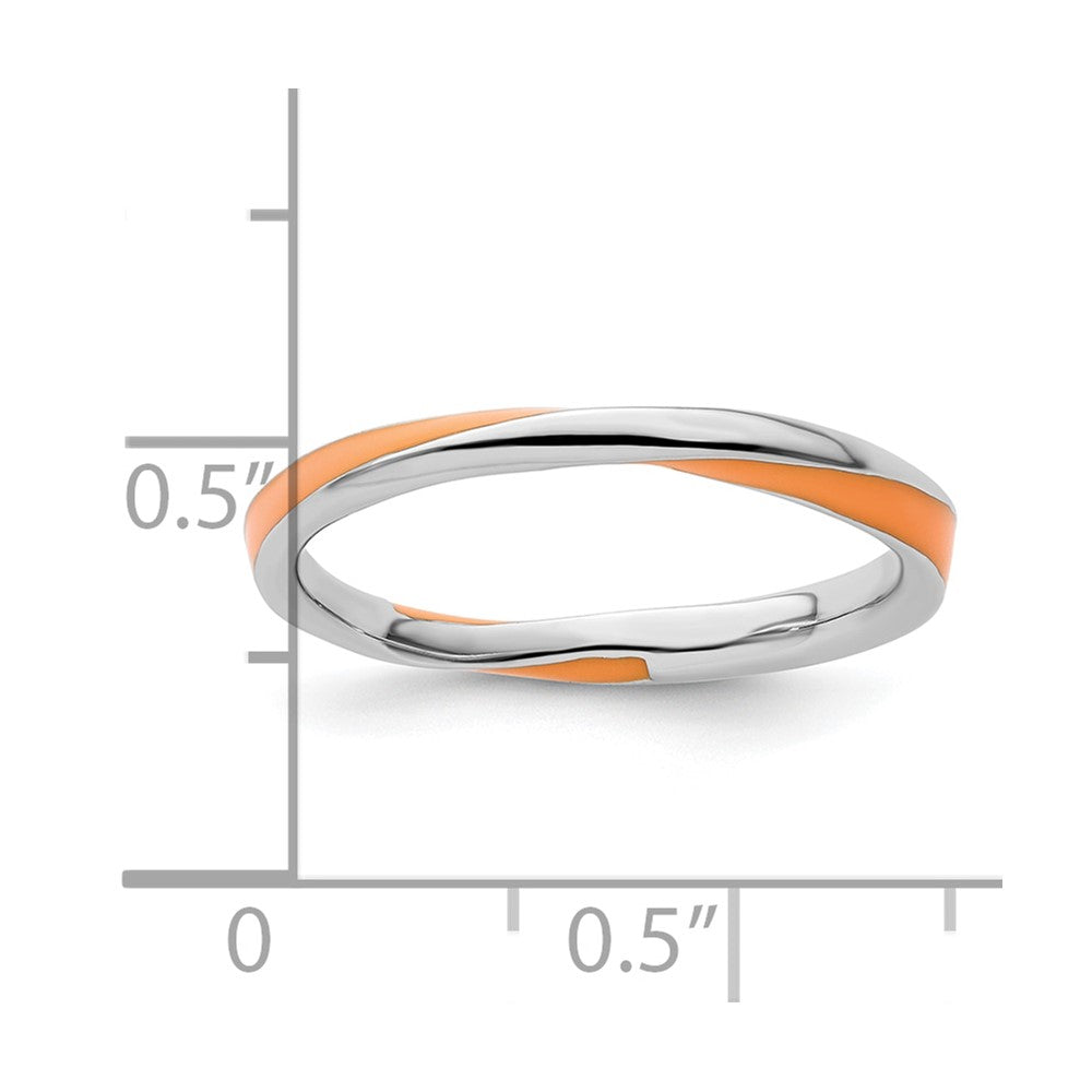 Sterling Silver Stackable Expressions Twisted Orange Enameled Ring