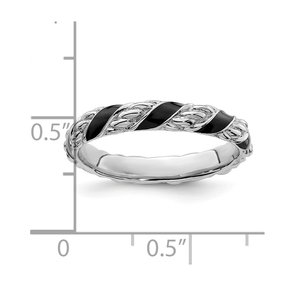Sterling Silver Stackable Expressions Polished Black Enameled Ring