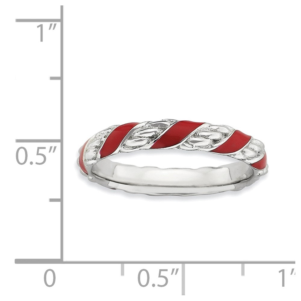 Sterling Silver Stackable Expressions Polished Red Enameled Ring
