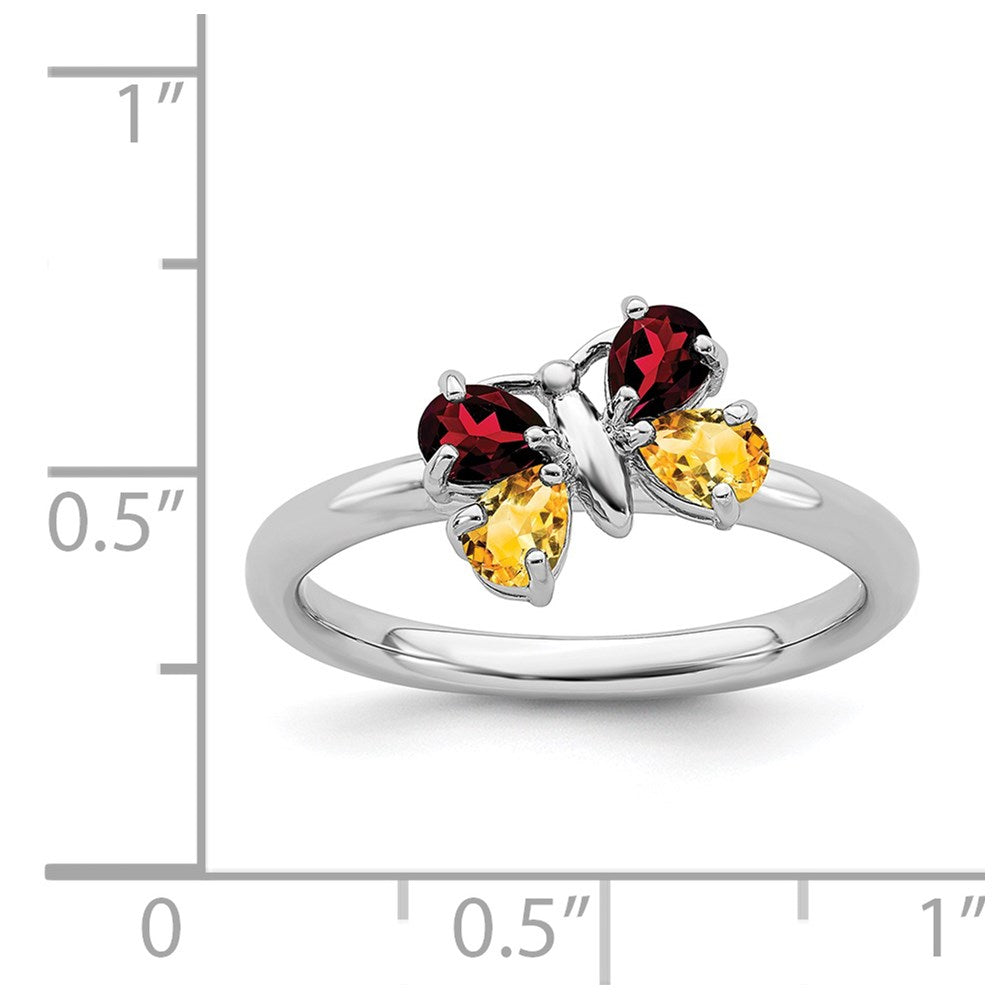 Sterling Silver Stackable Expressions Polished CI & GA Butterfly Ring