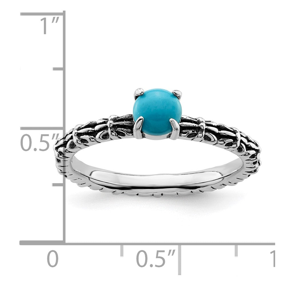 Sterling Silver Stackable Expressions Antiqued Turquoise Ring