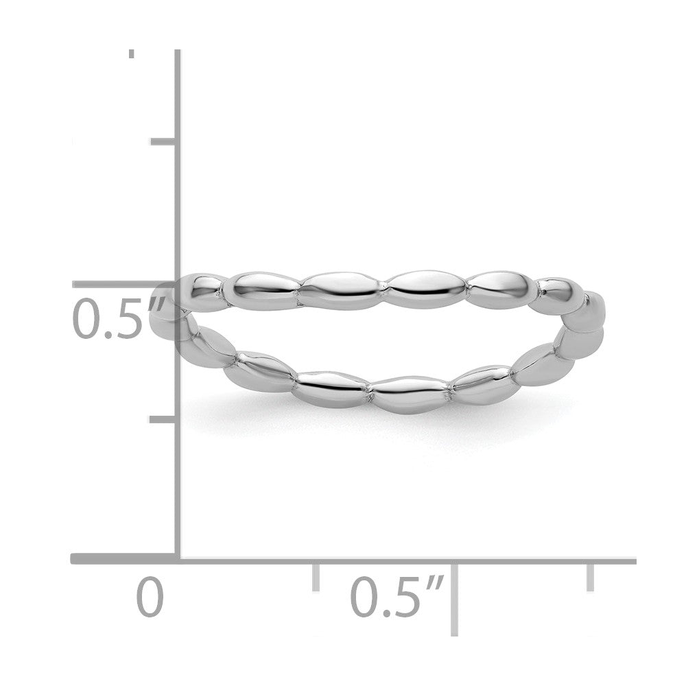 Sterling Silver Stackable Expressions Polished Rhodium-plate Wave Ring