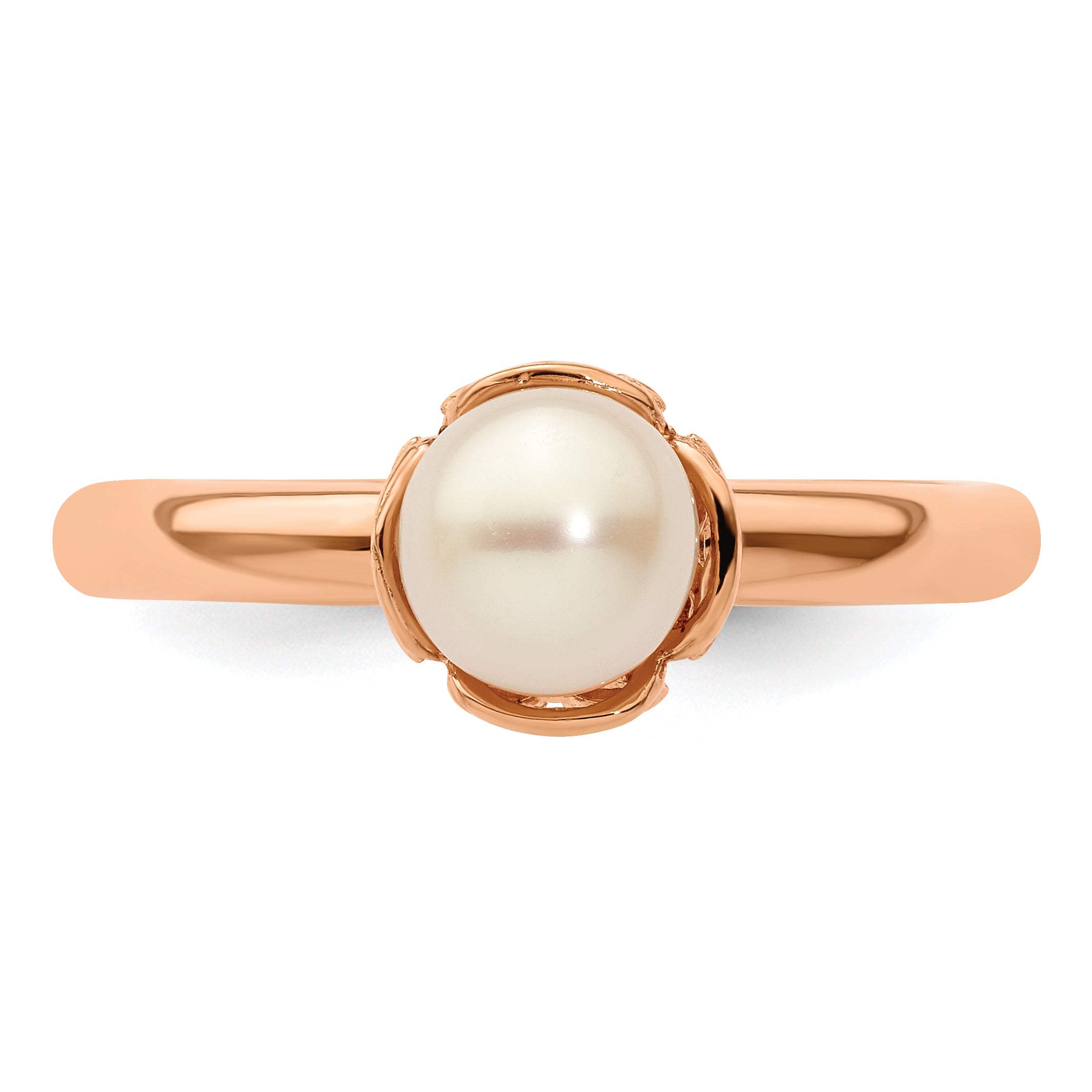 Sterling Silver Stack Exp. White FW Cultured Pearl Pink-plated Ring
