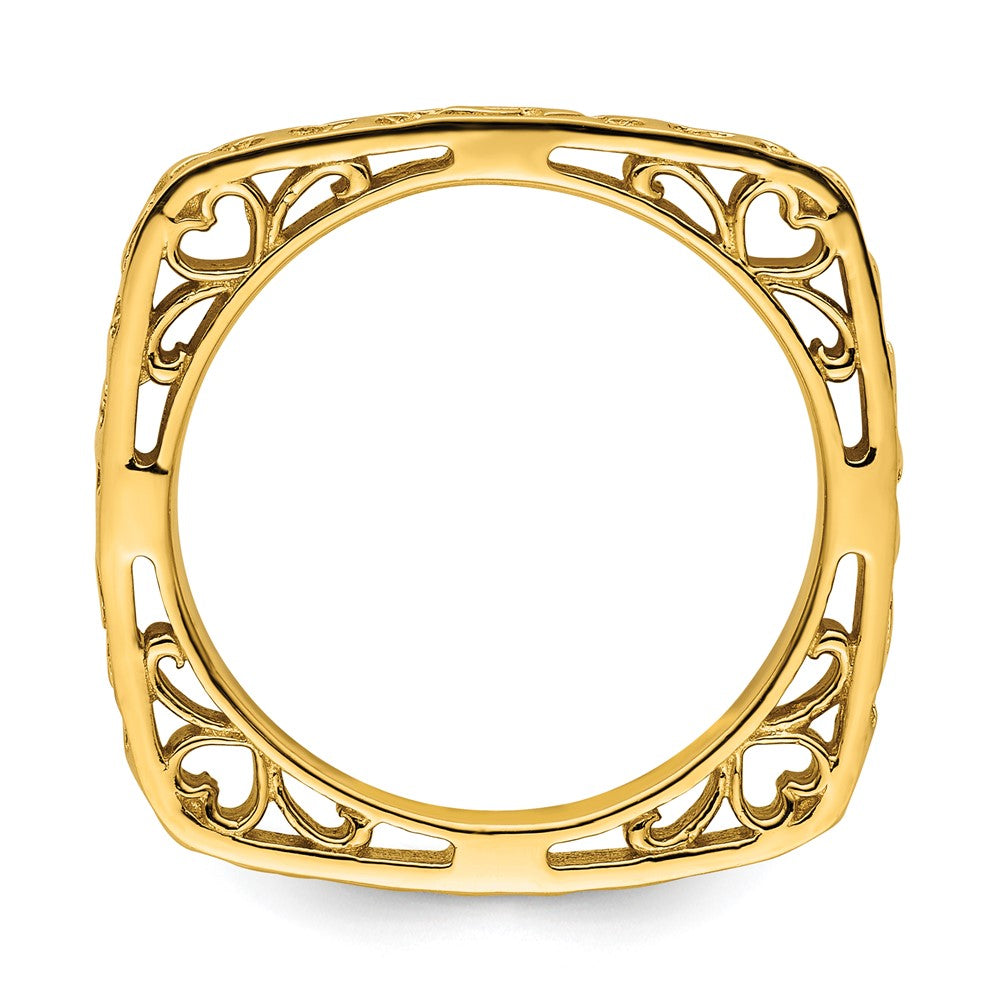 Sterling Silver Stackable Expressions Polished Gold-plated Square Ring