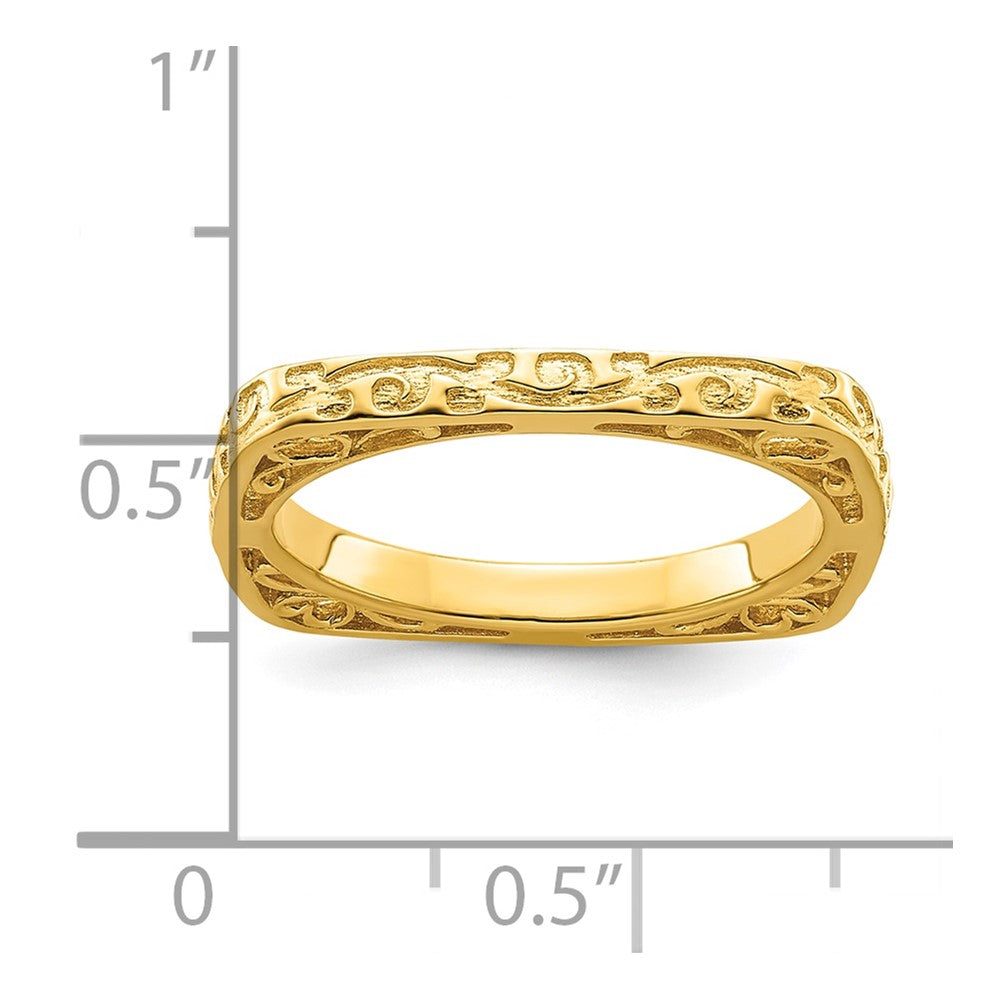 Sterling Silver Stackable Expressions Polished Gold-plated Square Ring