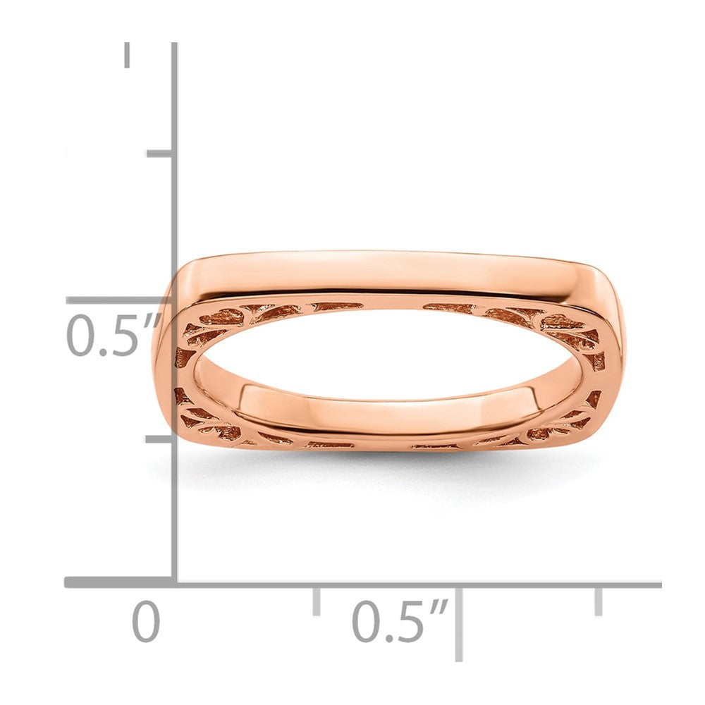 Sterling Silver Stackable Expressions Polished Pink-plated Square Ring