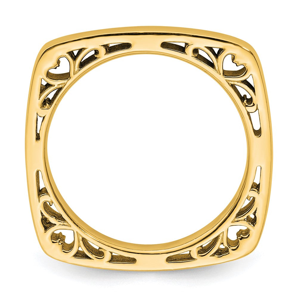 Sterling Silver Stackable Expressions Polished Gold-plated Square Ring