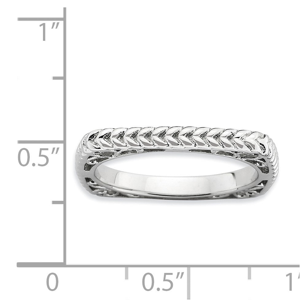 Sterling Silver Stackable Expressions Polished Rhodium-plate Square Ring