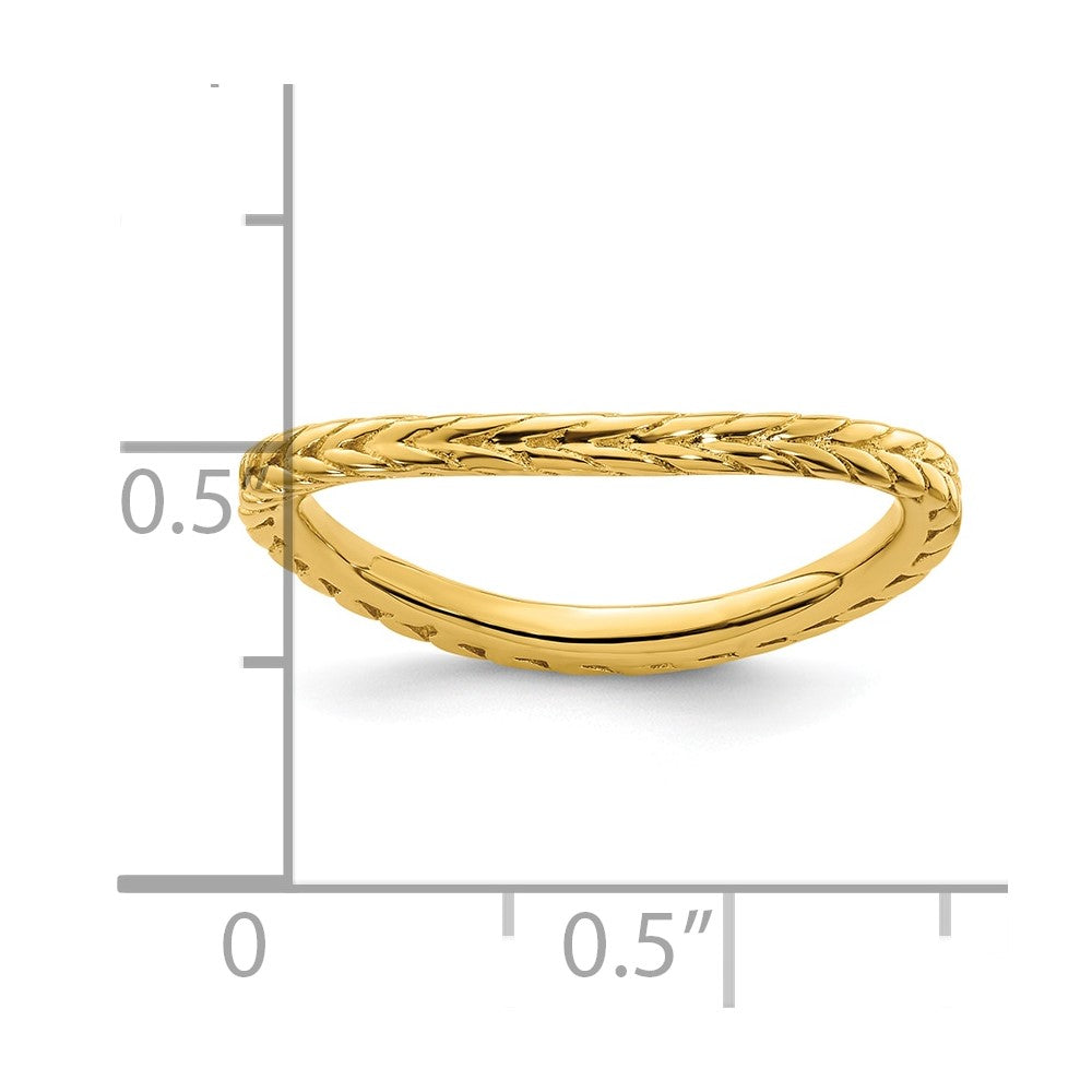 Sterling Silver Stackable Expressions Polished Gold-plated Wave Ring