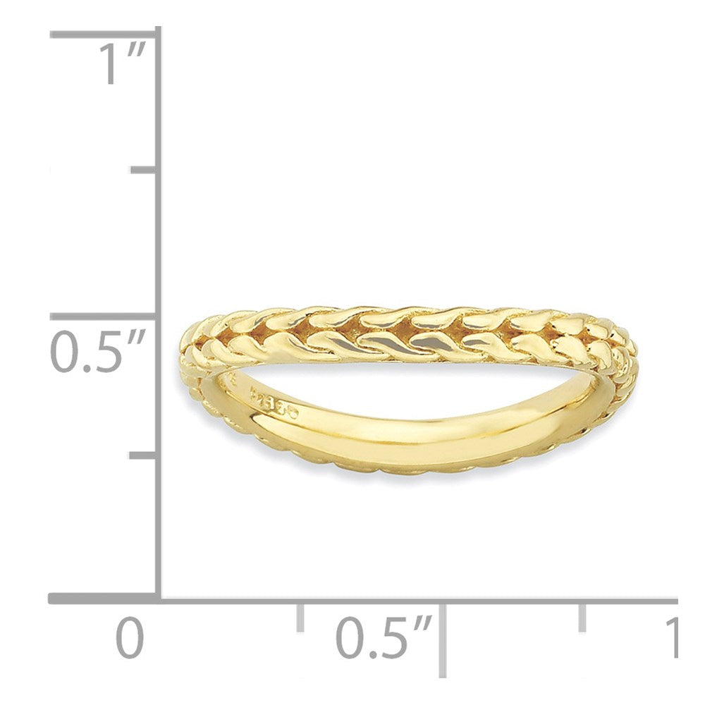Sterling Silver Stackable Expressions Polished Gold-plated Wave Ring