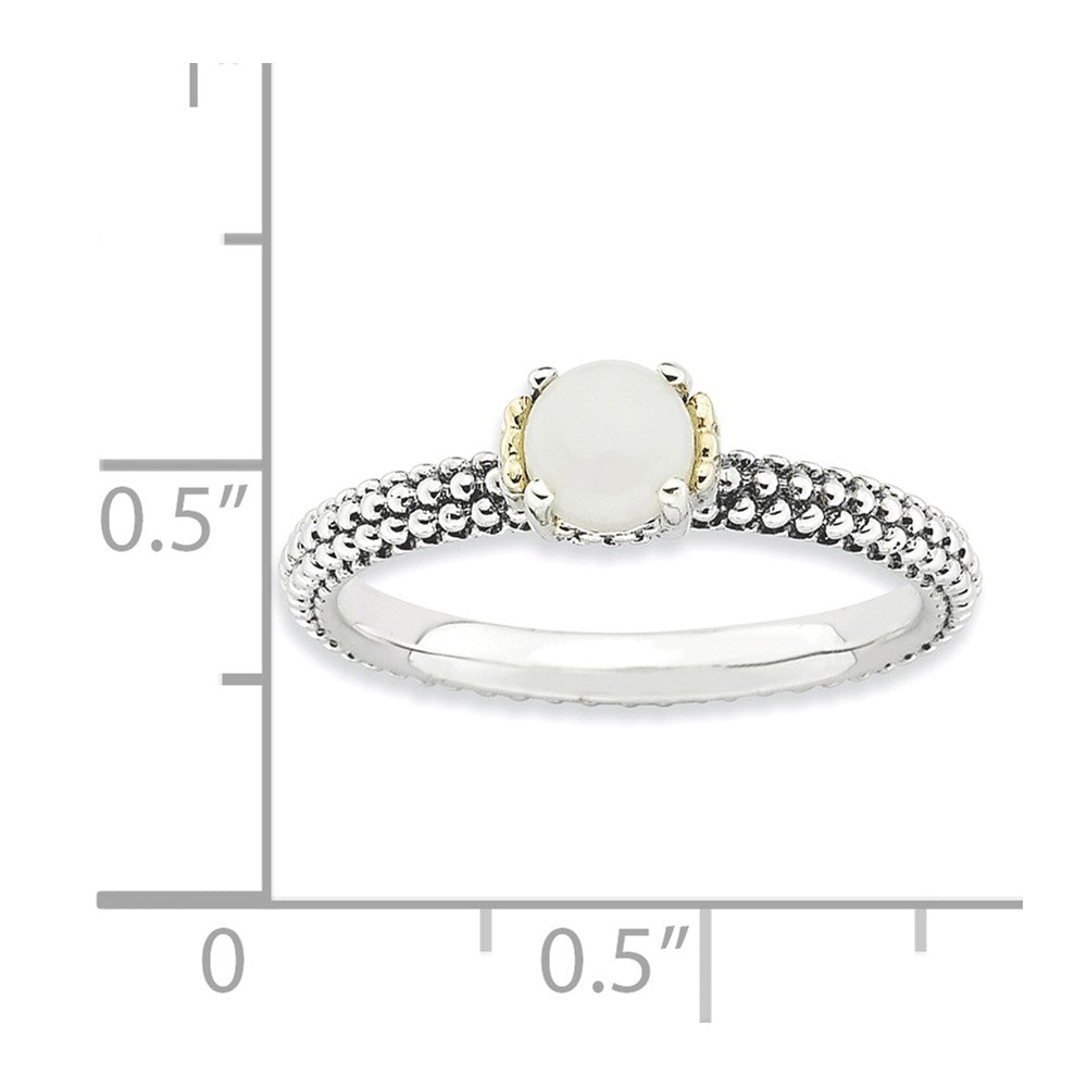 Sterling Silver & 14k Stackable Expressions White Agate Antiqued Ring