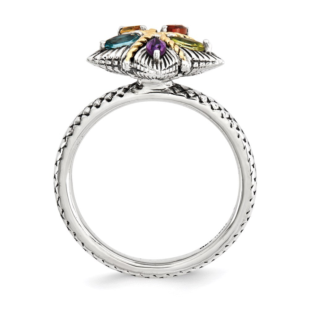 Sterling Silver & 14k Stackable Expressions Gemstone Antiqued Ring