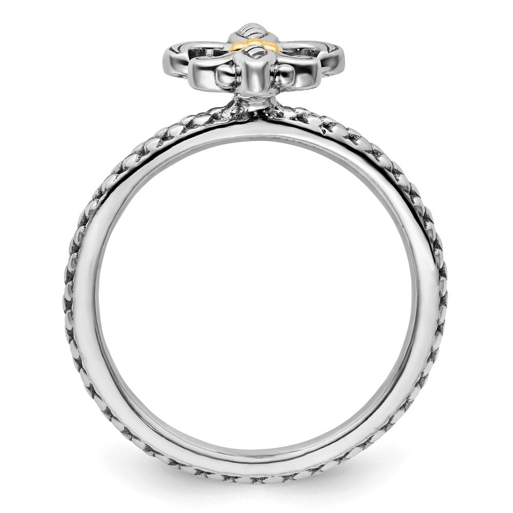 Sterling Silver & 14k Stackable Expressions Antiqued Ring