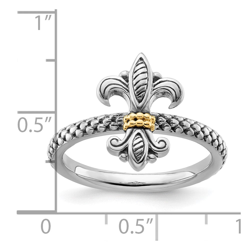 Sterling Silver & 14k Stackable Expressions Antiqued Ring