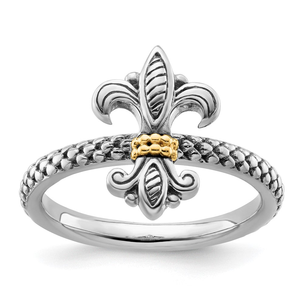 Sterling Silver & 14k Stackable Expressions Antiqued Ring