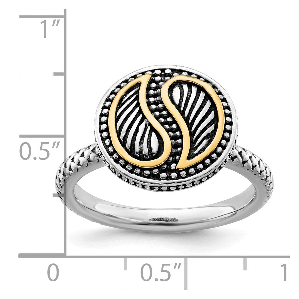 Sterling Silver & 14k Stackable Expressions Antiqued Ring
