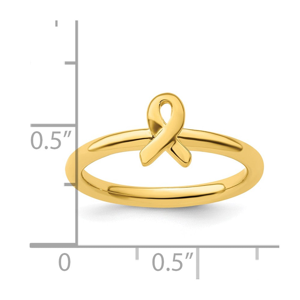 Sterling Silver Stackable Expressions Gold-plated Awareness Ribbon Ring