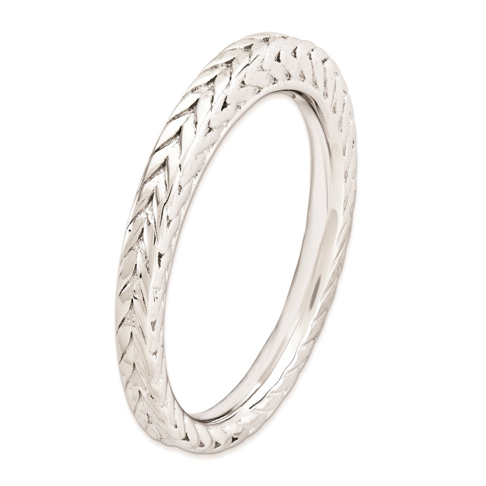 Sterling Silver Stackable Expressions Rhodium-plated Domed Ring