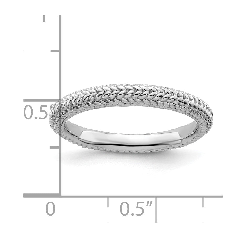 Sterling Silver Stackable Expressions Rhodium-plated Domed Ring