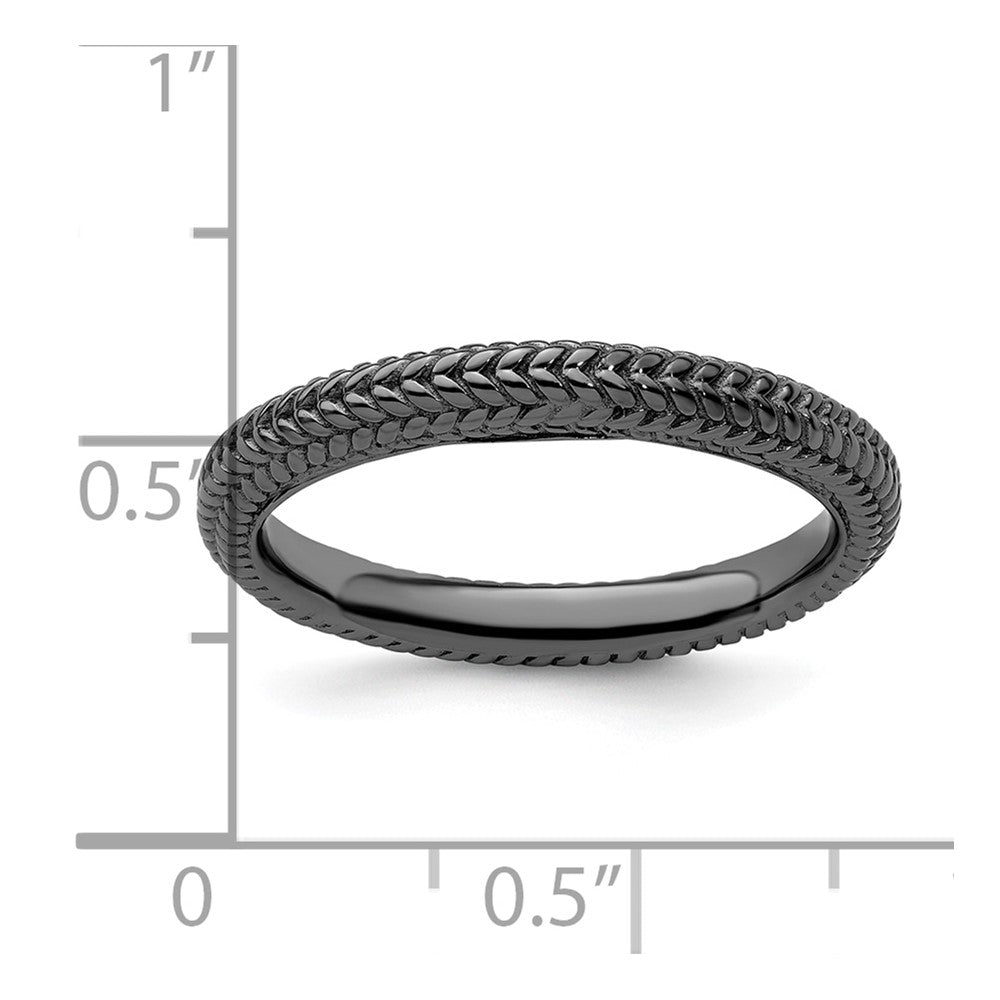 Sterling Silver Stackable Expressions Black-plated Domed Ring