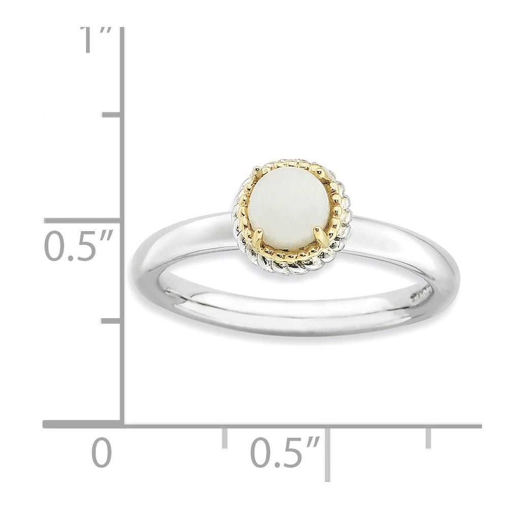 Sterling Silver & 14k Stackable Expressions White Agate Polished Ring