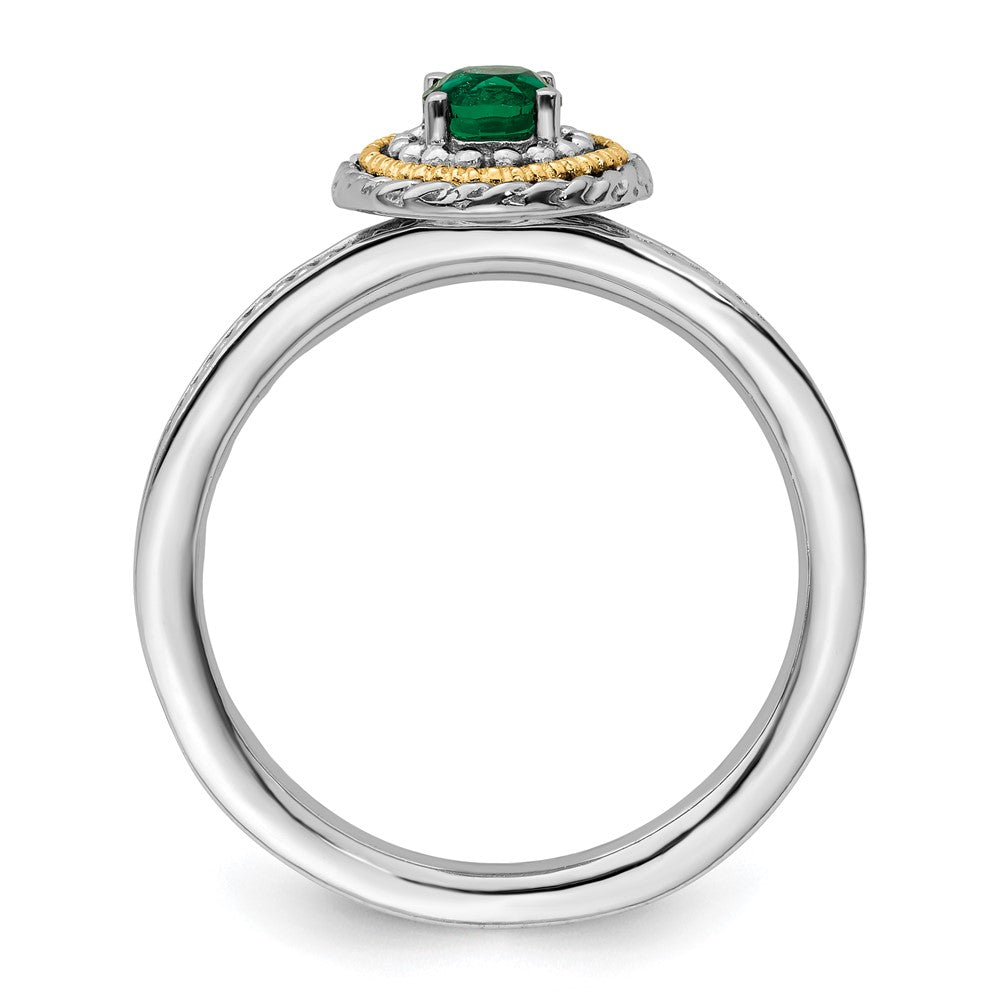 Sterling Silver & 14k Stackable Expressions Created Emerald Ring