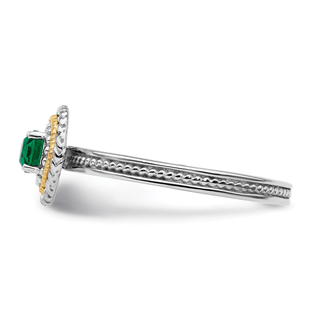 Sterling Silver & 14k Stackable Expressions Created Emerald Ring