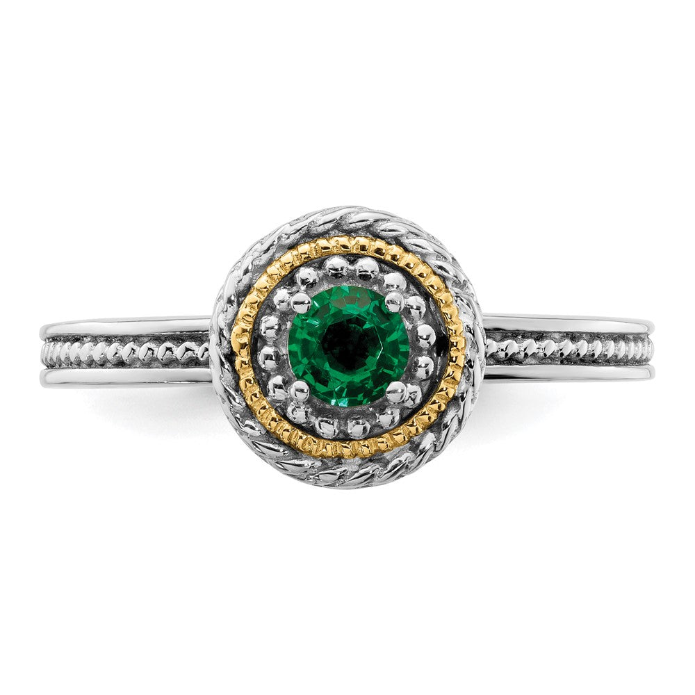 Sterling Silver & 14k Stackable Expressions Created Emerald Ring