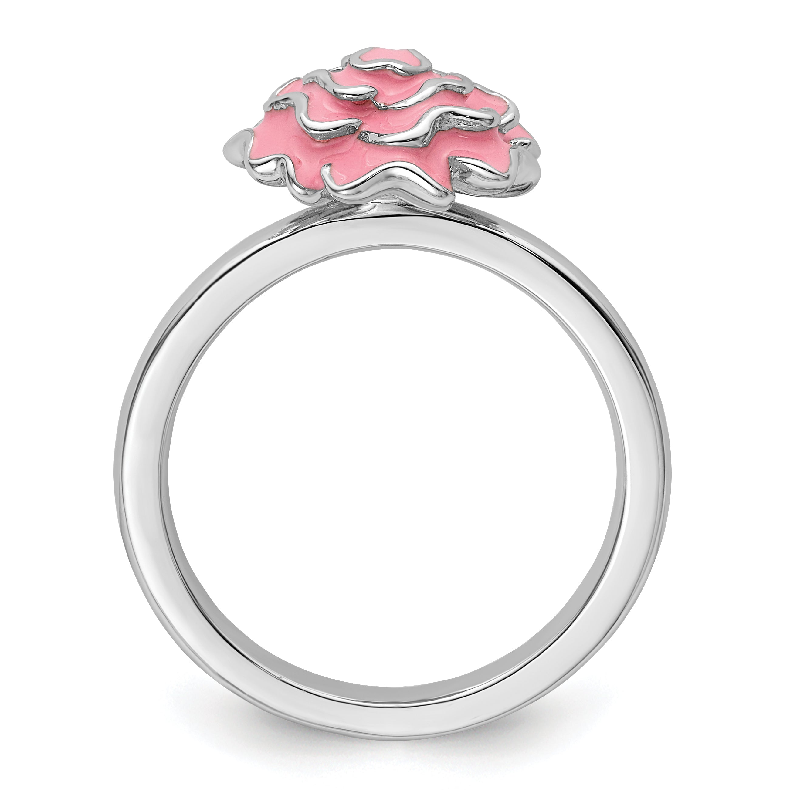 Sterling Silver Stackable Expressions Enameled Carnation Ring