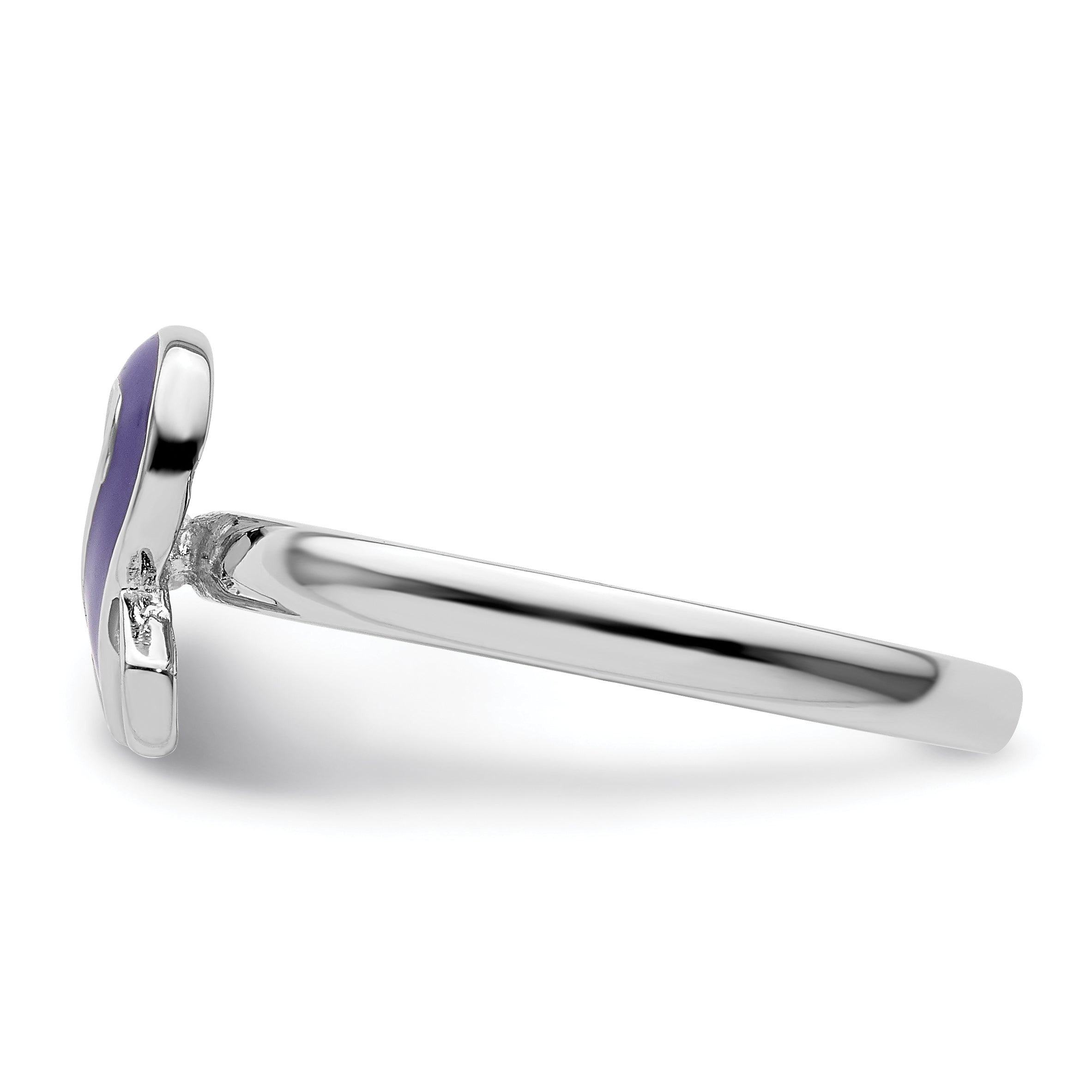 Sterling Silver Stackable Expressions Purple Enameled Awareness Ribbon Ring
