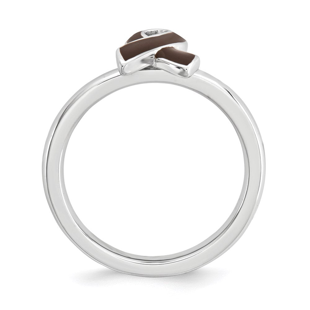 Sterling Silver Stackable Expressions Brown Enameled Awareness Ribbon Ring