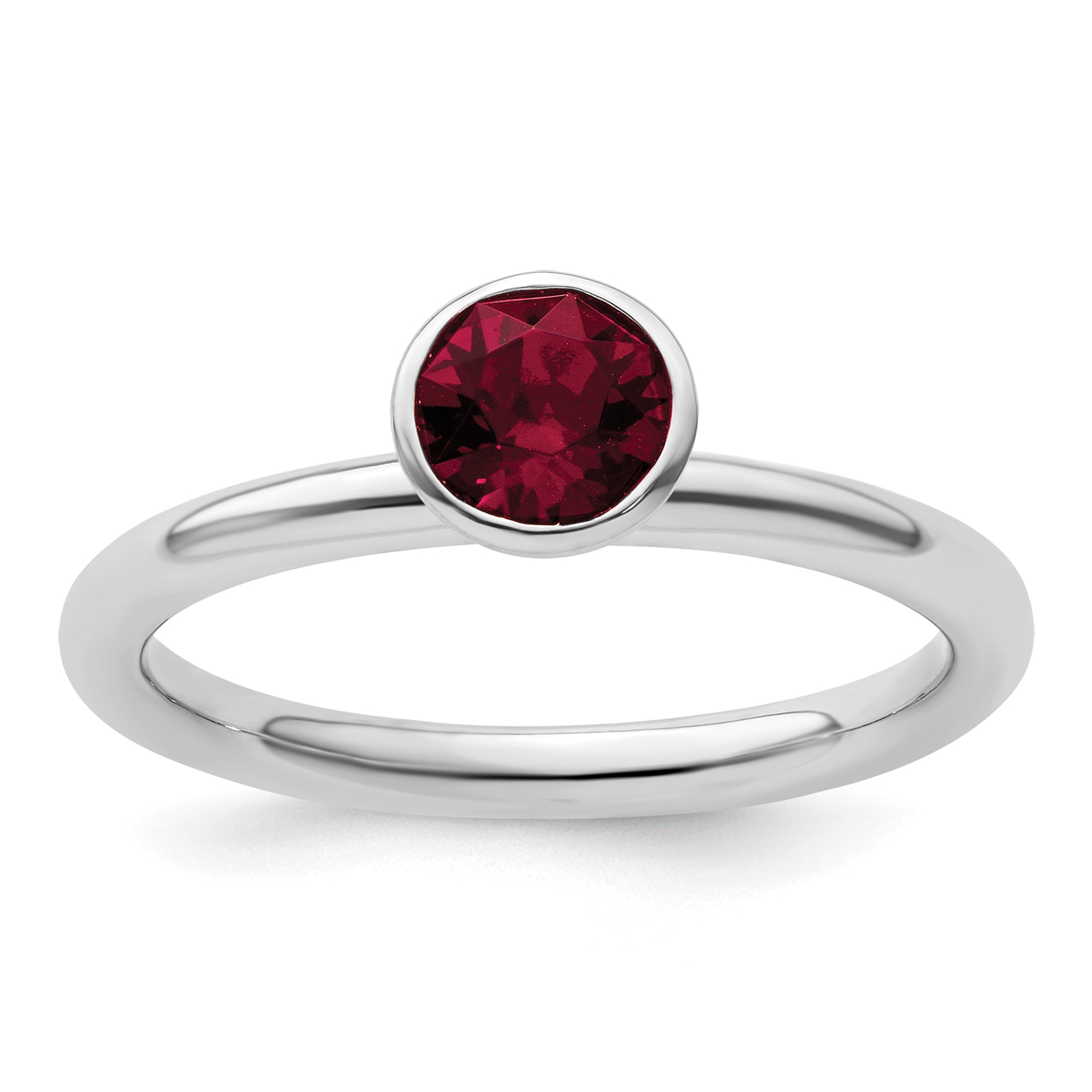 Sterling Silver Stackable Expressions High 5mm January Crystal Ring