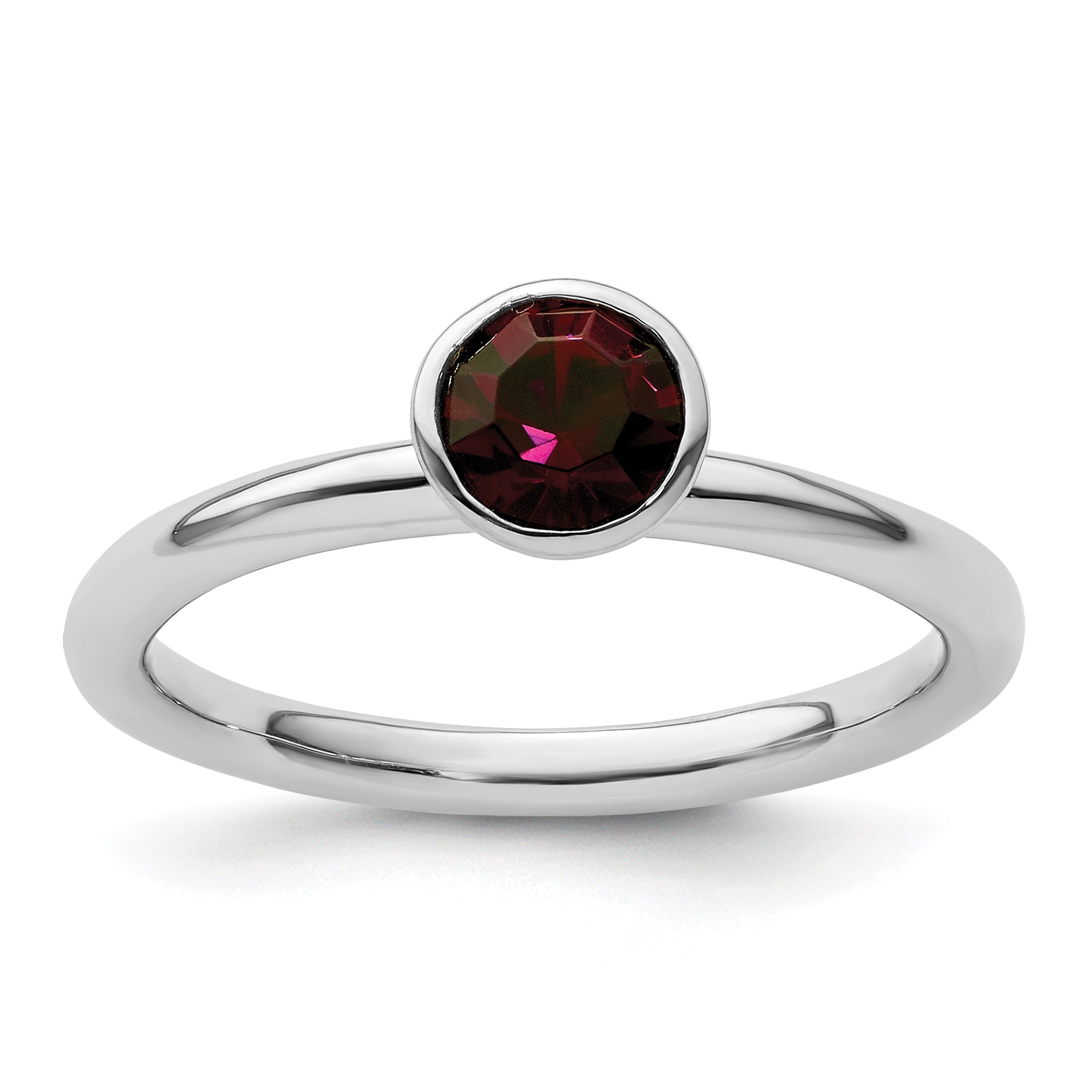 Sterling Silver Stackable Expressions High 5mm February Crystal Ring