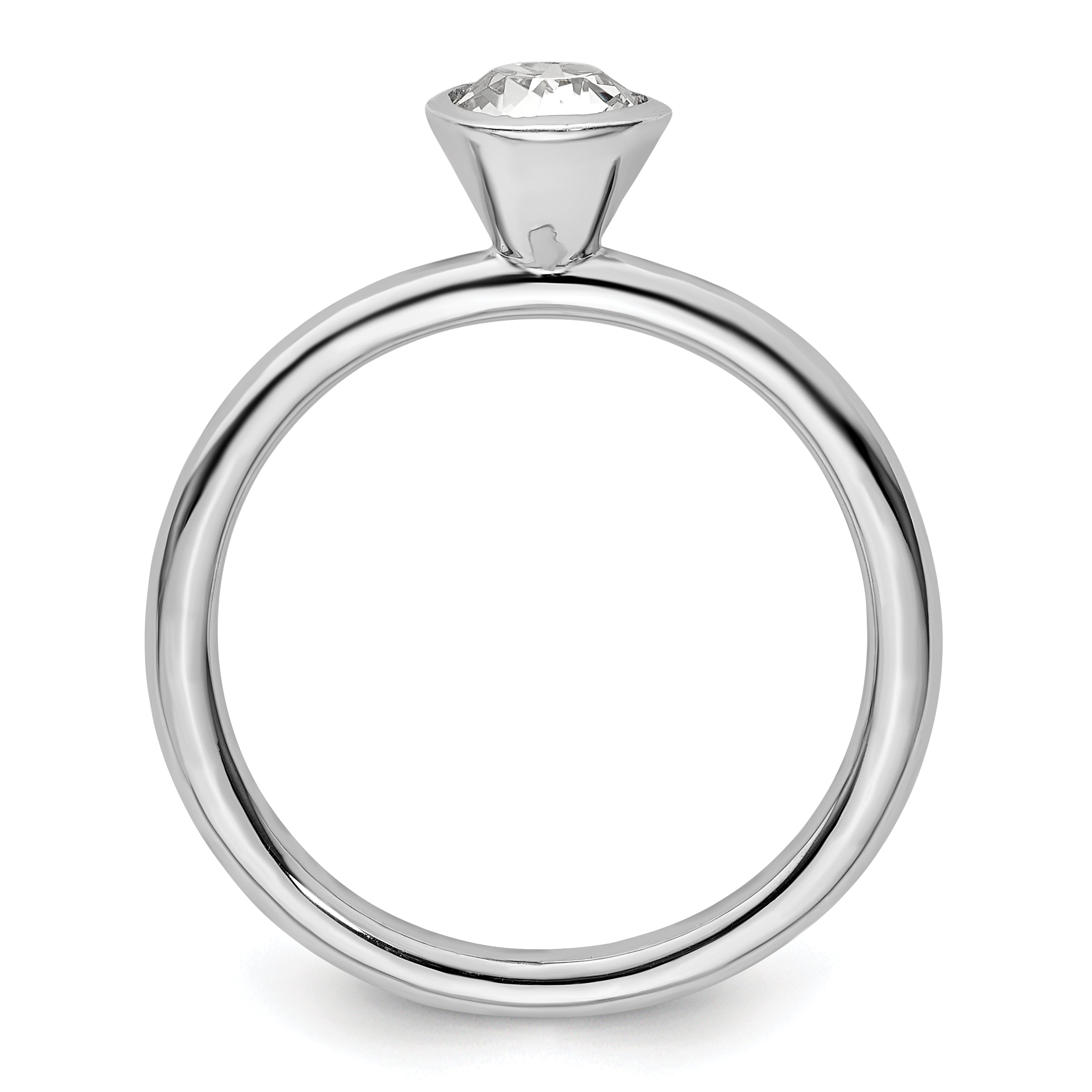 Sterling Silver Stackable Expressions High 5mm April Crystal Ring