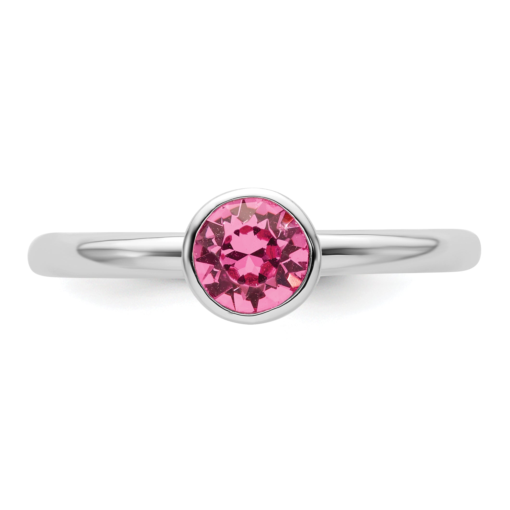 Sterling Silver Stackable Expressions High 5mm October Crystal Ring