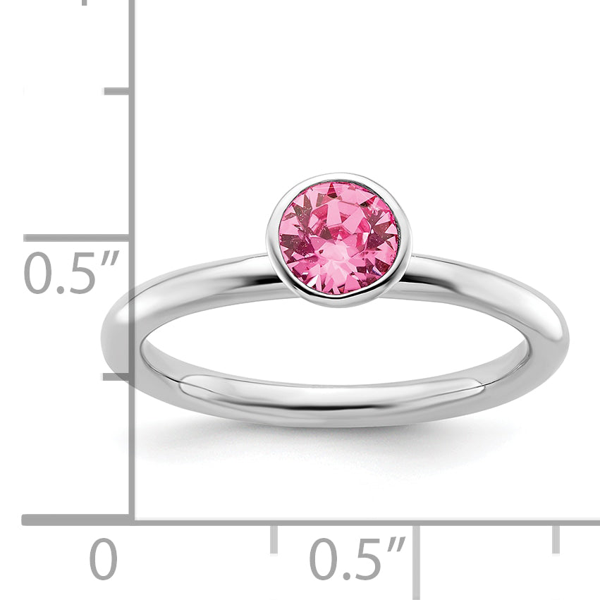 Sterling Silver Stackable Expressions High 5mm October Crystal Ring