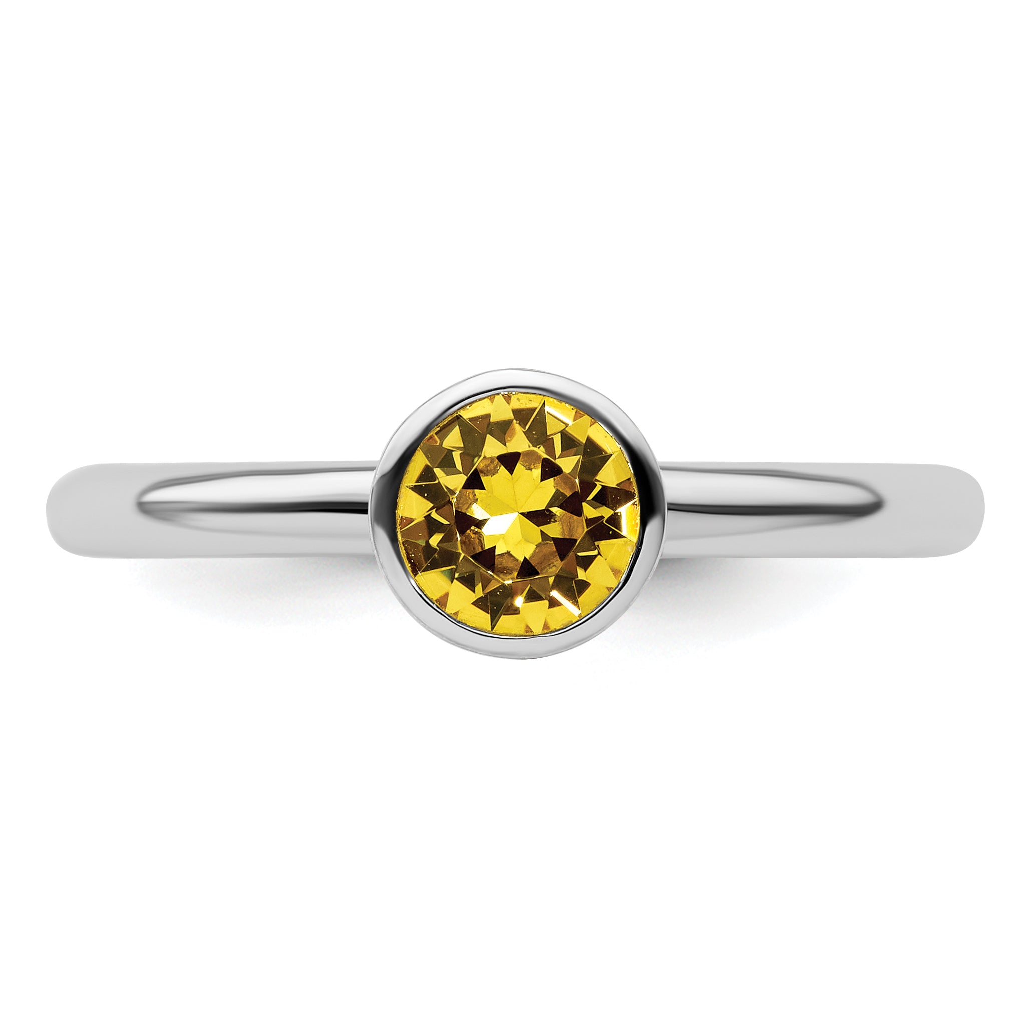 Sterling Silver Stackable Expressions High 5mm November Crystal Ring