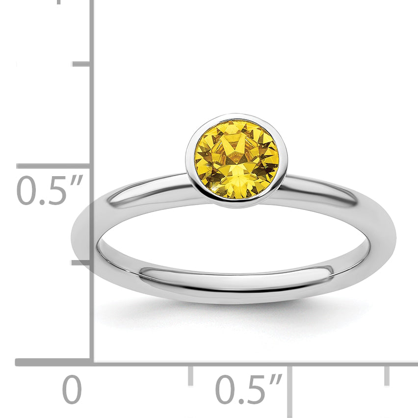 Sterling Silver Stackable Expressions High 5mm November Crystal Ring