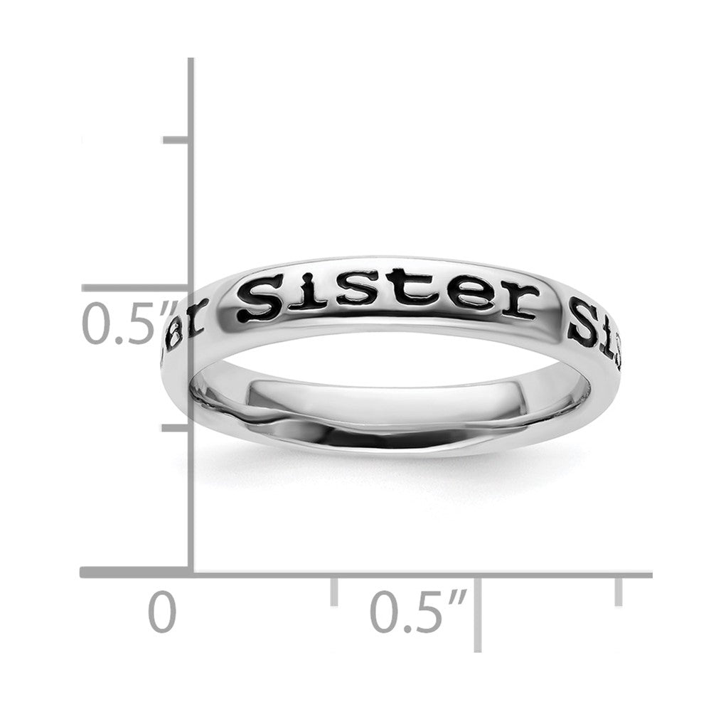 Sterling Silver Stackable Expressions Polished Enameled Sister Ring