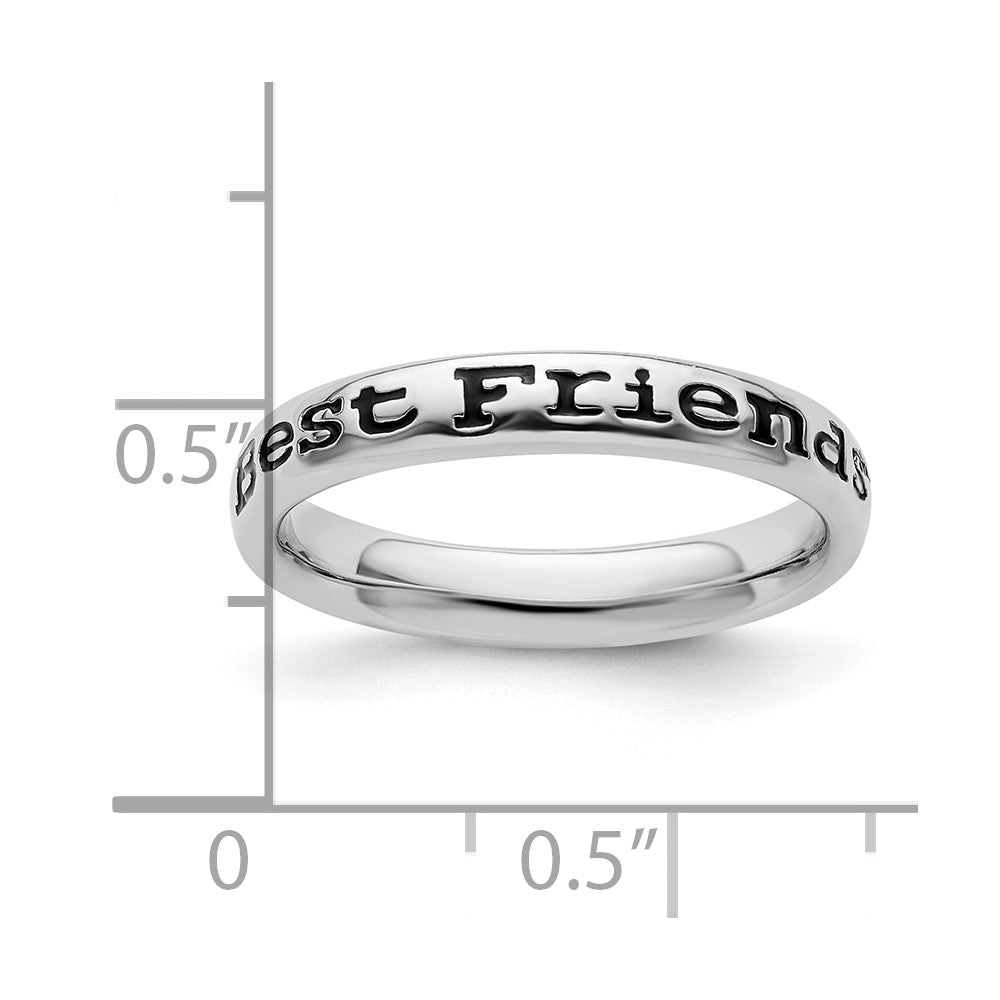 Sterling Silver Stackable Expressions Polished Enameled Friends Ring