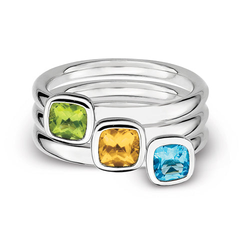 Sterling Silver Stackable Expressions Triple Threat Ring Set
