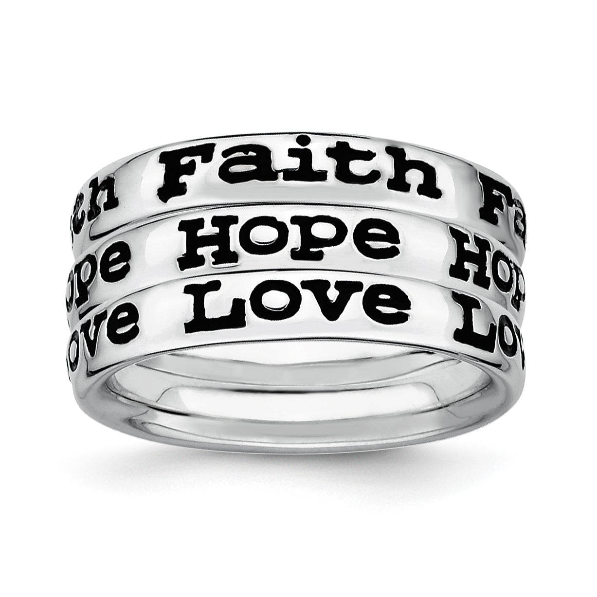Sterling Silver Stackable Expressions Faith Hope Love Ring Set